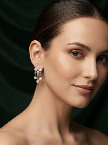 Gold Plated Stylish Fancy Drop Earrings