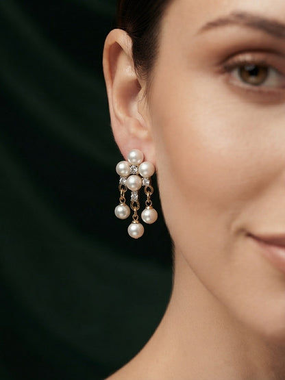 Gold Plated Stylish Fancy Drop Earrings