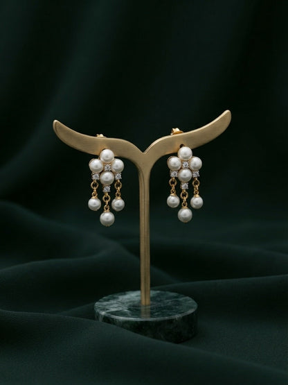 Gold Plated Stylish Fancy Drop Earrings