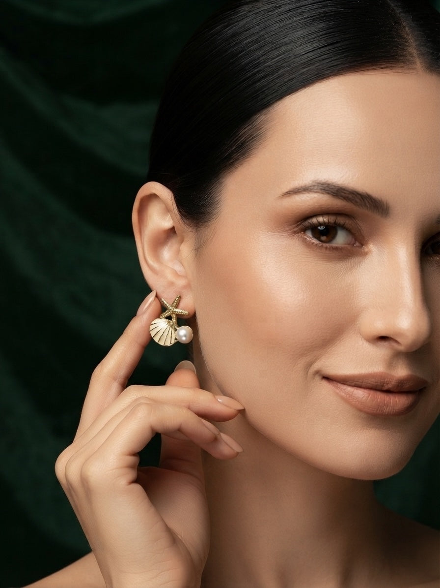Gold Plated Stylish Korean Drop Earrings