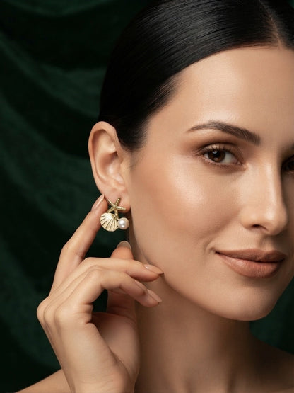 Gold Plated Stylish Korean Drop Earrings