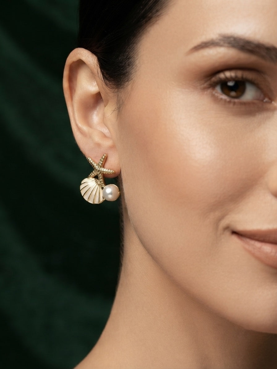 Gold Plated Stylish Korean Drop Earrings