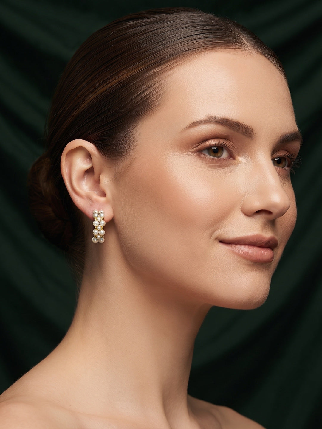 Gold Plated Stylish Pearls Beaded Hoops