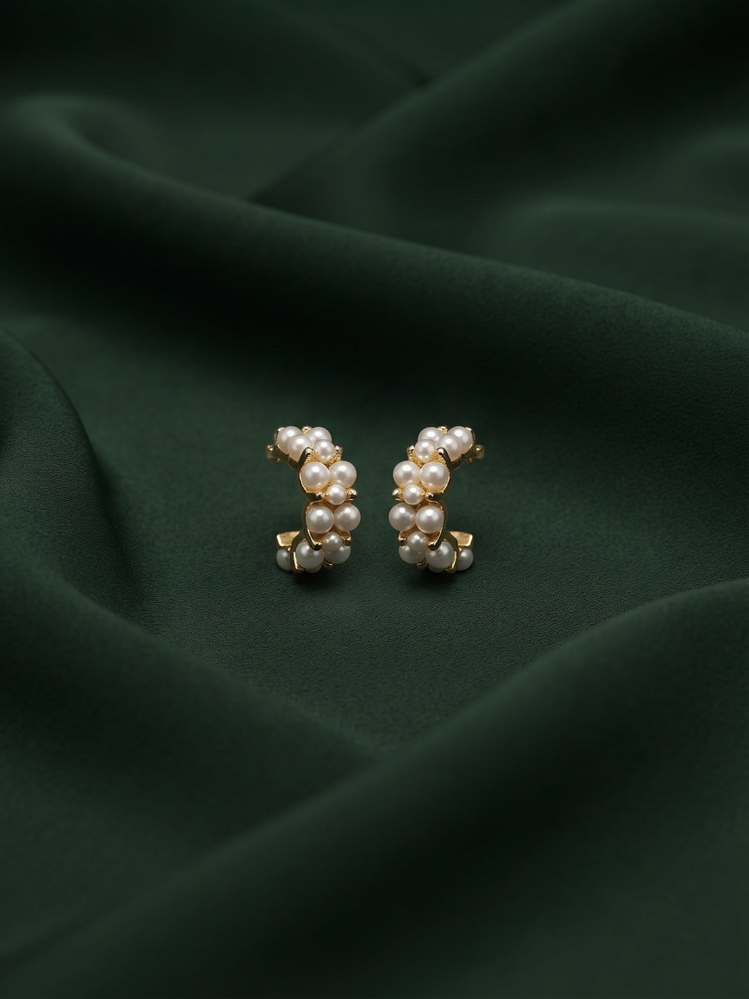 Gold Plated Stylish Pearls Beaded Hoops
