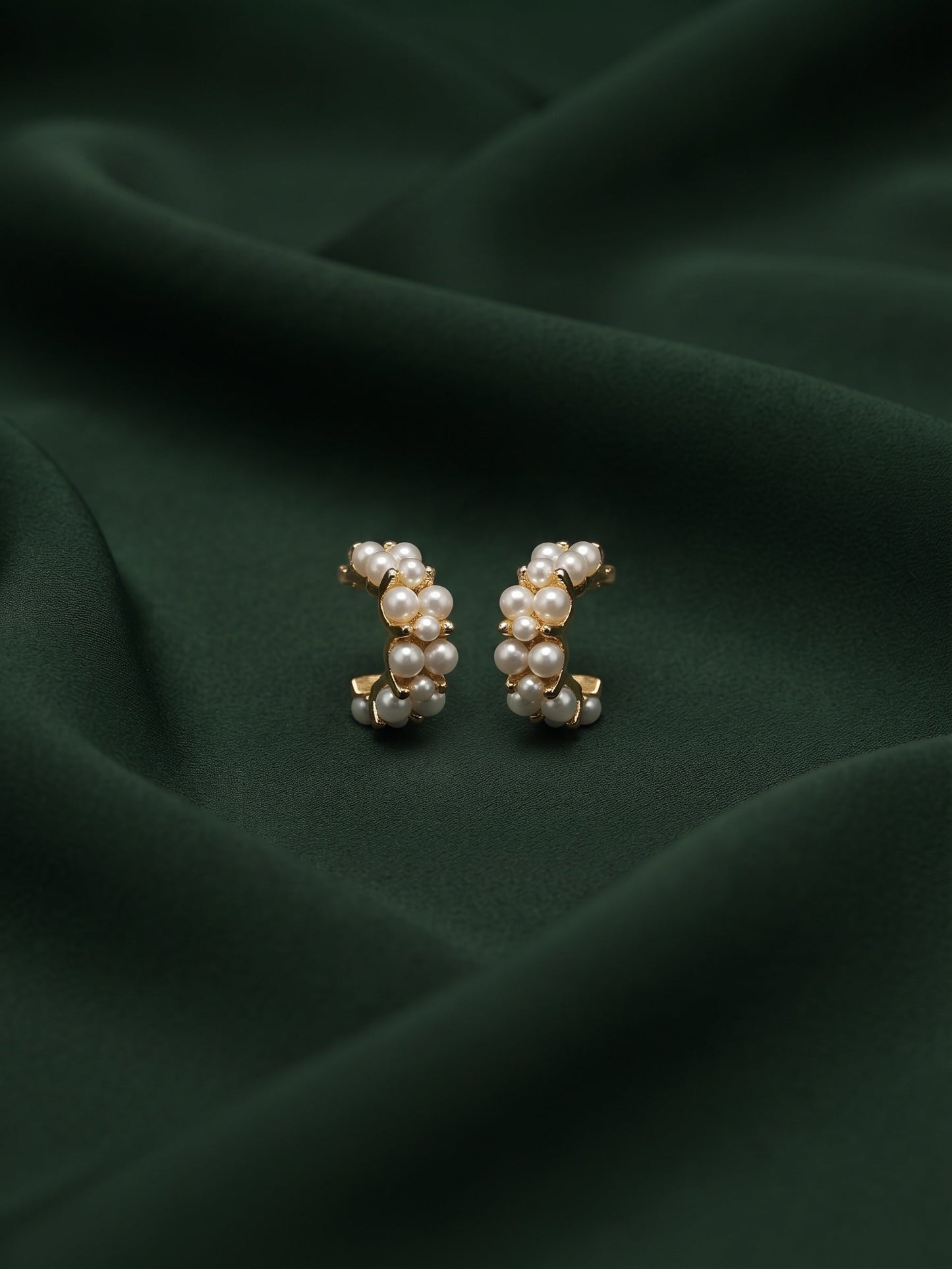 Gold Plated Stylish Pearls Beaded Hoops