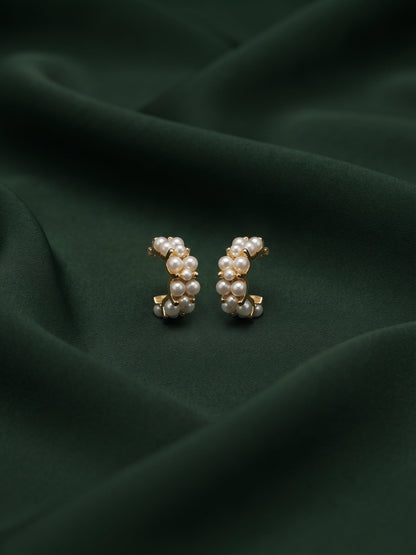 Gold Plated Stylish Pearls Beaded Hoops