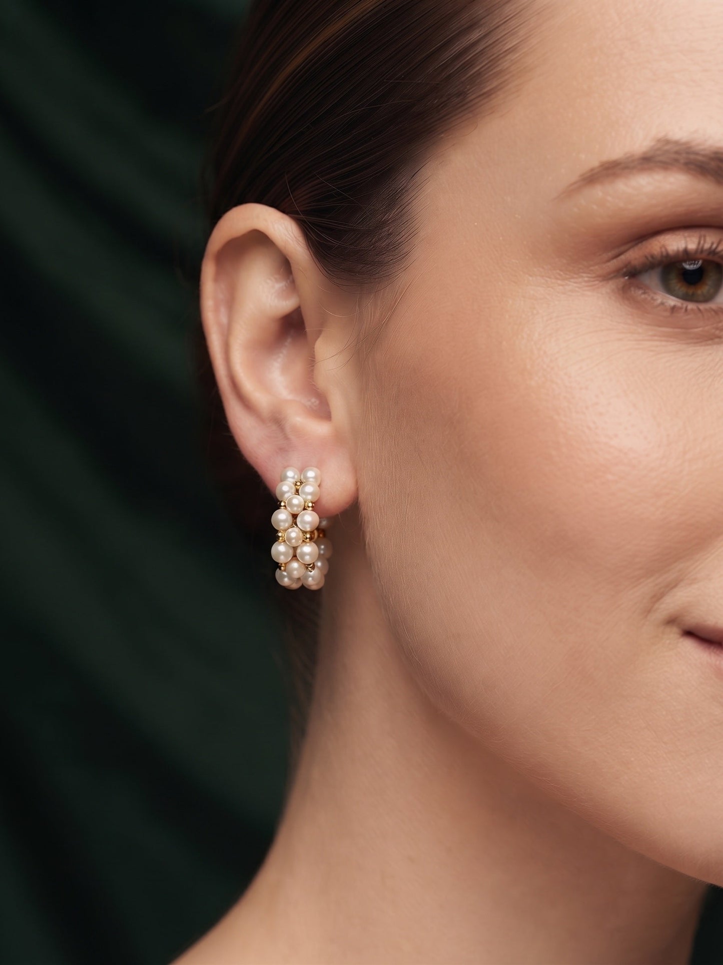 Gold Plated Stylish Pearls Beaded Hoops