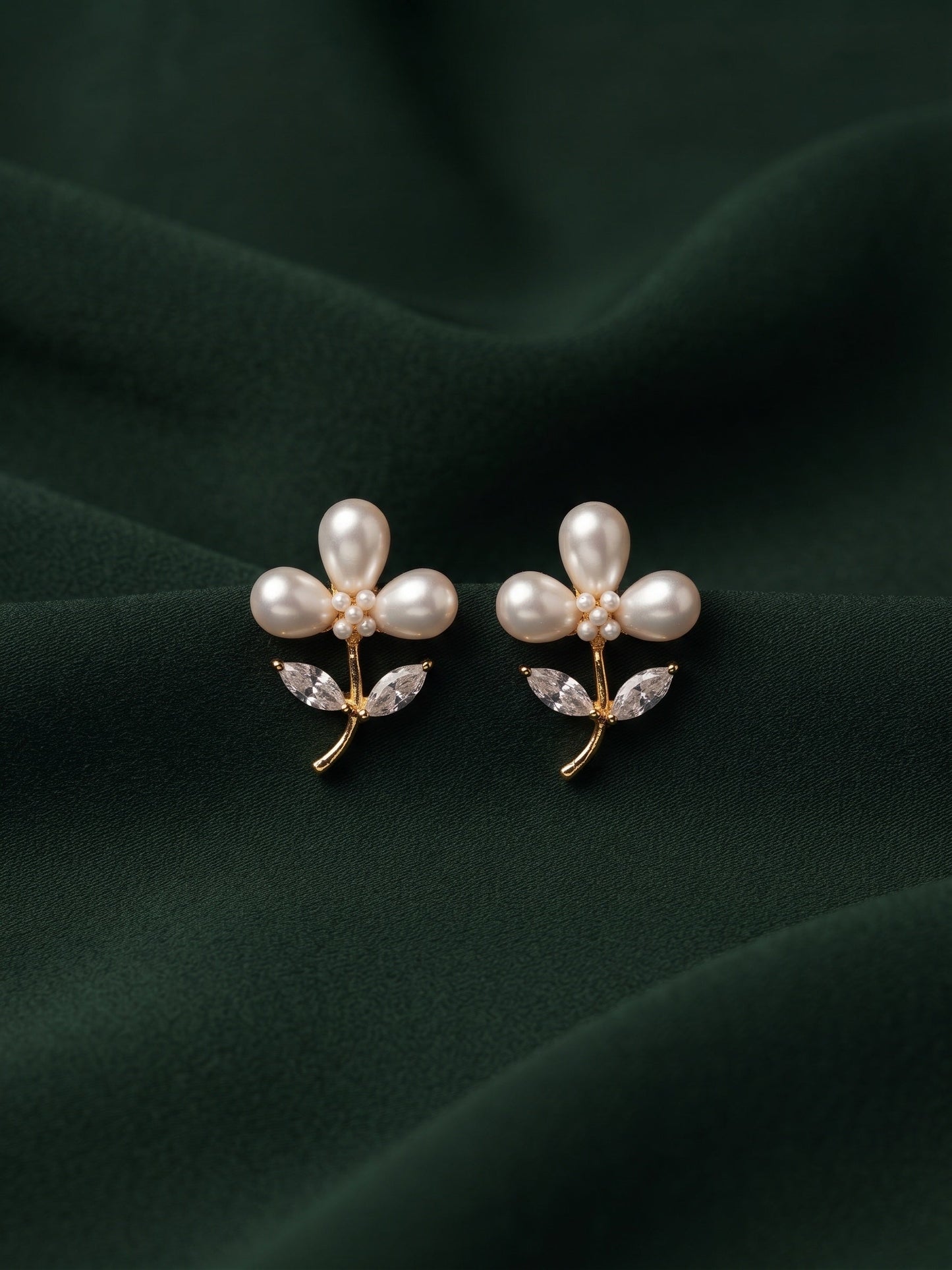 Gold Plated Stylish Flower Studs