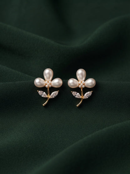 Gold Plated Stylish Flower Studs