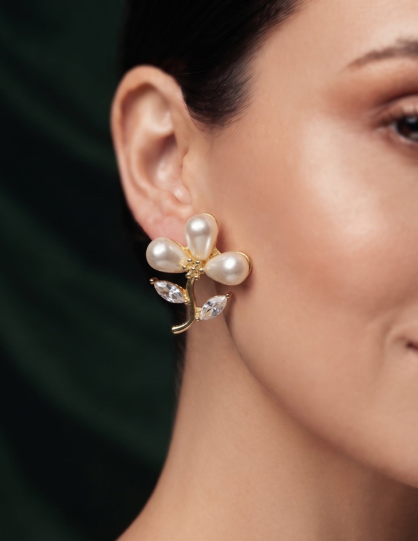 Gold Plated Stylish Flower Studs