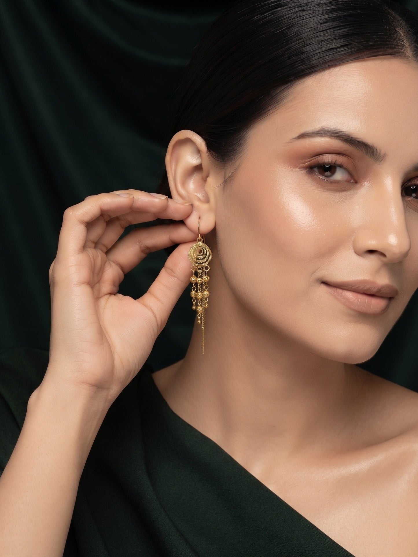 Gold Plated Stylish Fancy Tassels Earrings