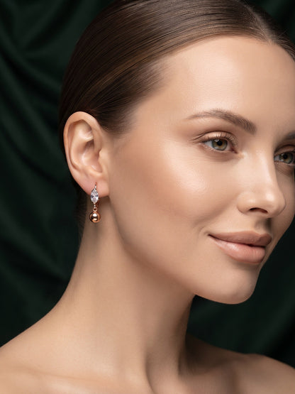 Rose Plated Fancy Drop Earrings