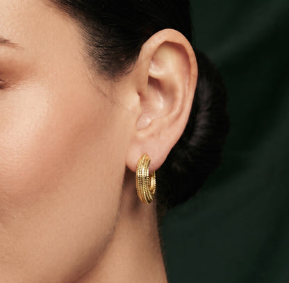 Gold Plated Stylish Fancy Mini Hoops