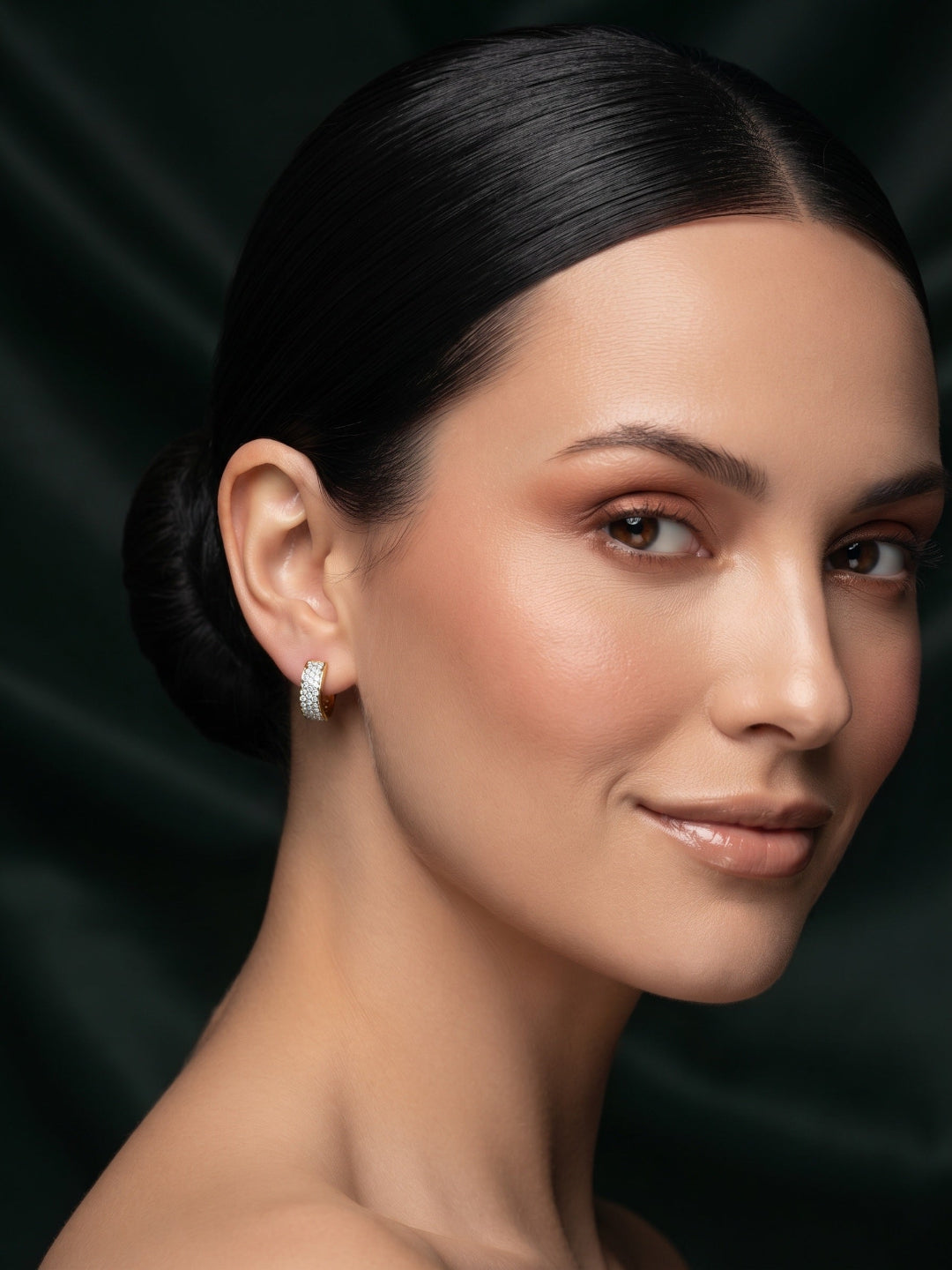 Women Gold Plated Beaded Trendy Hoops