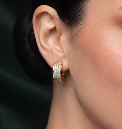 Women Gold Plated Beaded Trendy Hoops