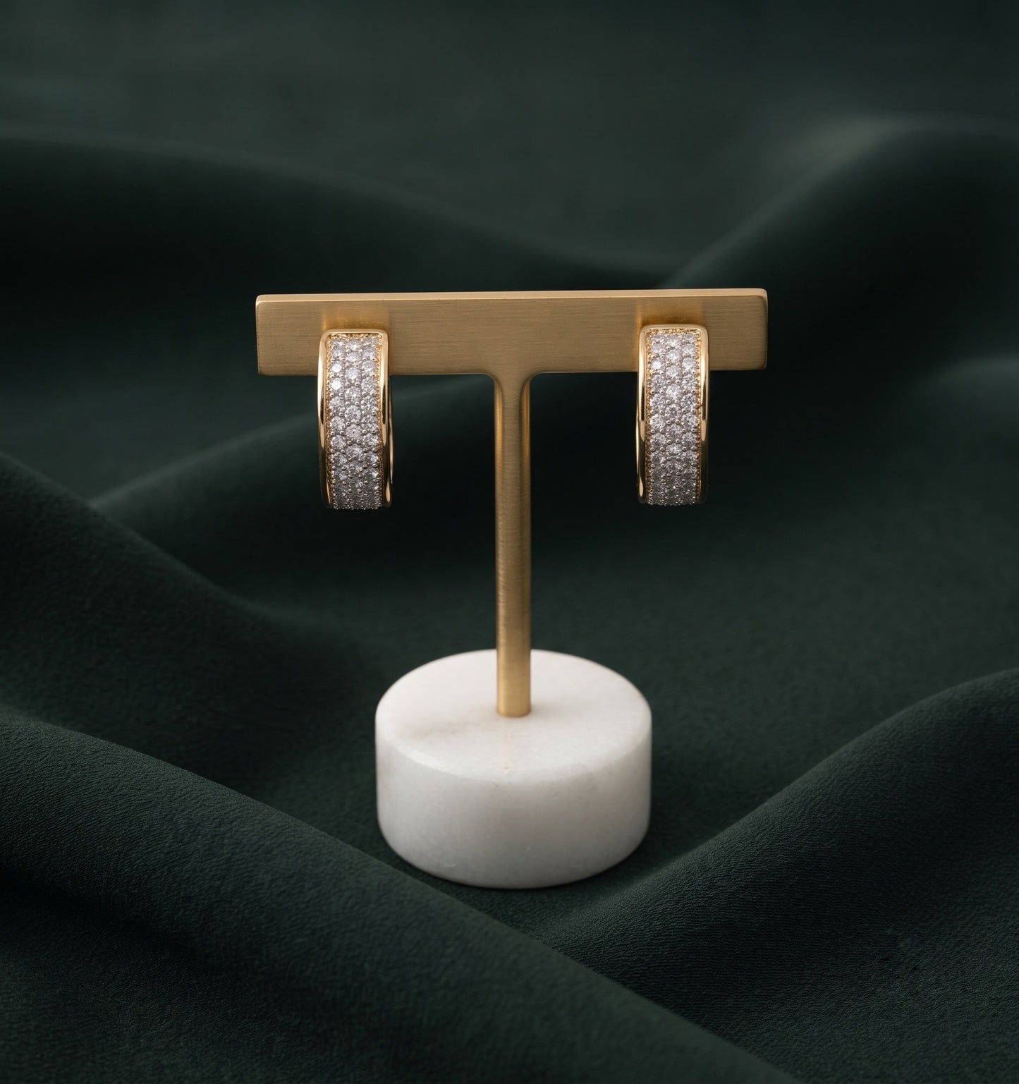 Women Gold Plated Beaded Trendy Hoops