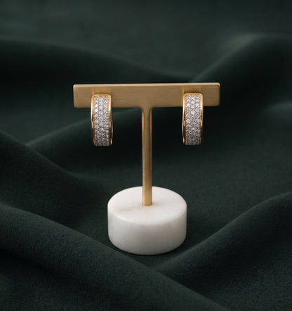 Women Gold Plated Beaded Trendy Hoops