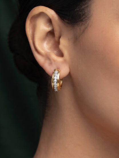 Women Gold Plated Beaded Trendy Hoops