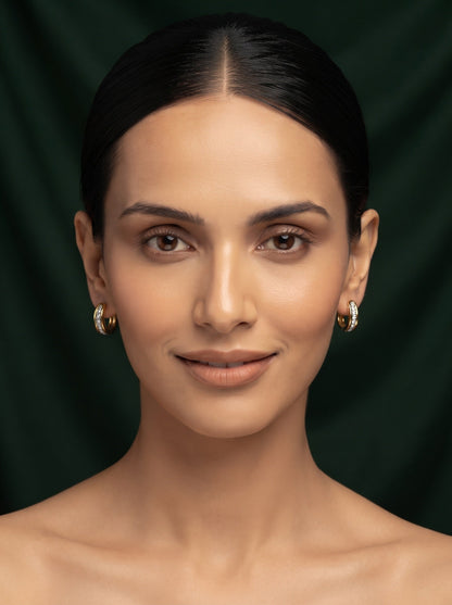 Women Gold Plated Beaded Trendy Hoops
