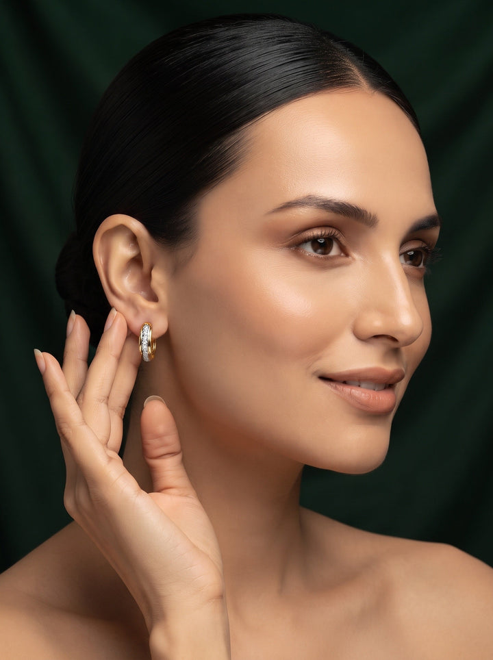 Women Gold Plated Beaded Trendy Hoops