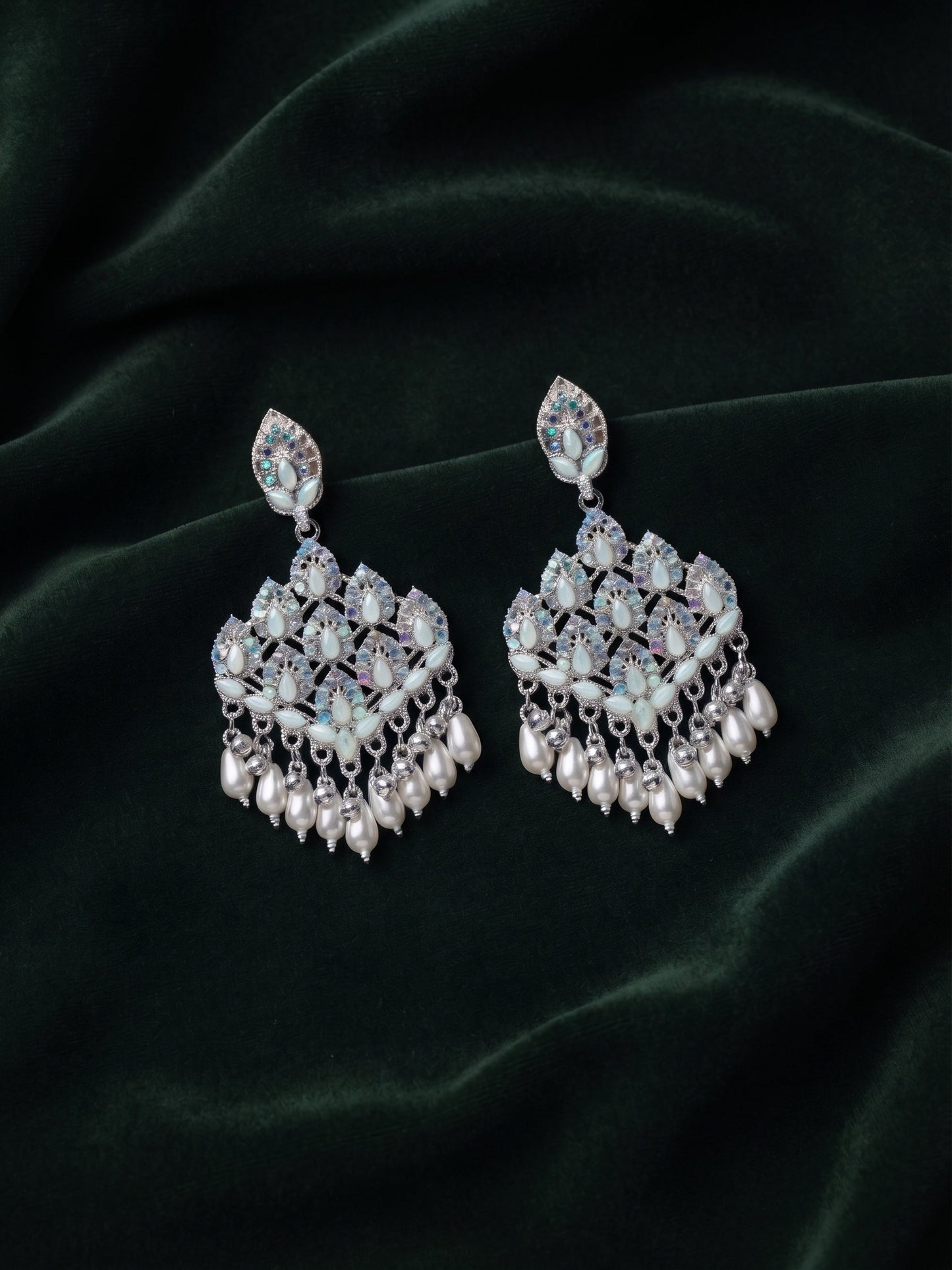 Silver Plated Oxidized With Beaded Jhumka