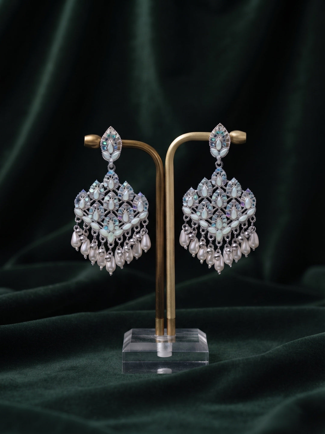 Silver Plated Oxidized With Beaded Jhumka