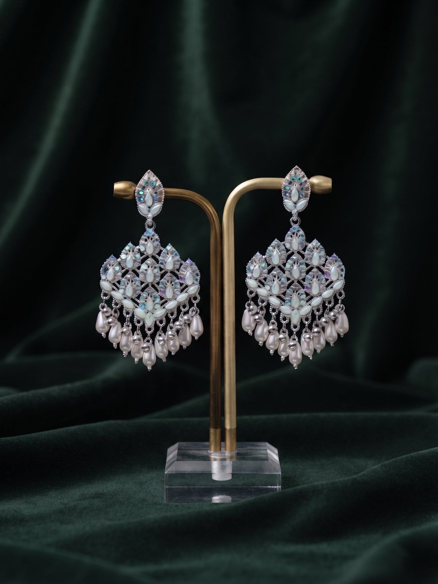 Silver Plated Oxidized With Beaded Jhumka