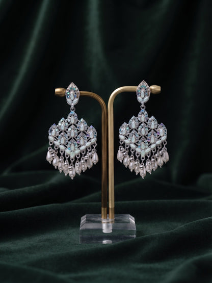 Silver Plated Oxidized With Beaded Jhumka