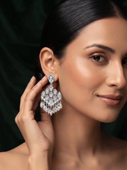 Silver Plated Oxidized With Beaded Jhumka