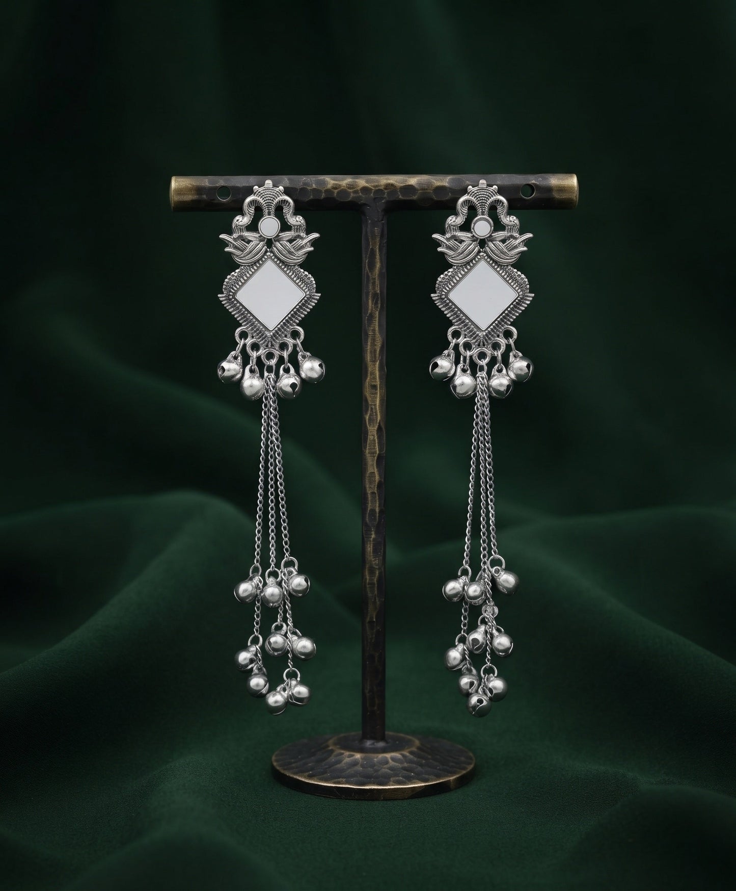 Silver Plated Oxidized Fancy Drop Earrings