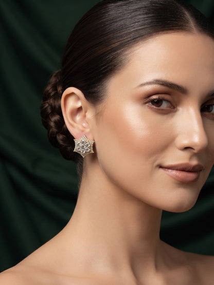 Gold Plated Stylish Fancy Diamon Beaded Studs