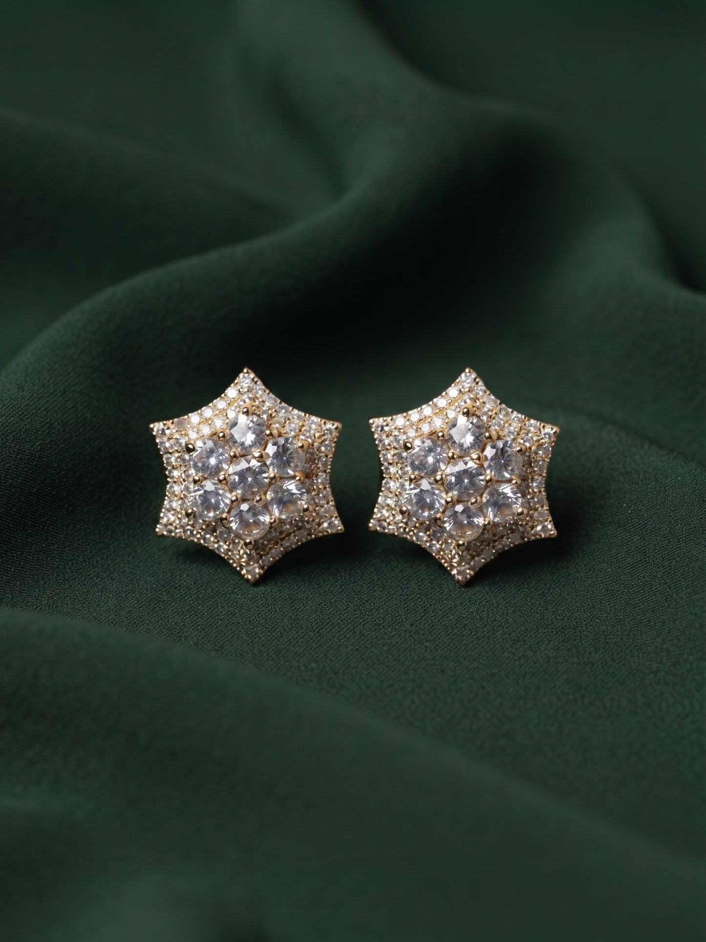 Gold Plated Stylish Fancy Diamon Beaded Studs