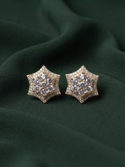 Gold Plated Stylish Fancy Diamon Beaded Studs