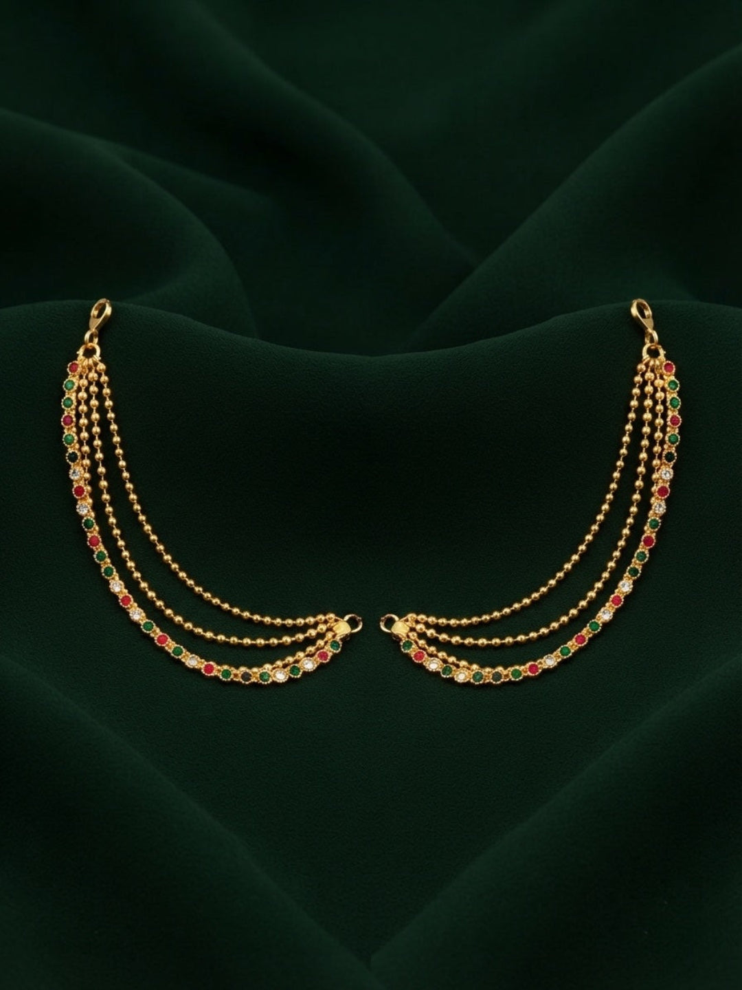 Gold Plated With Beaded Traditional Ear Chain