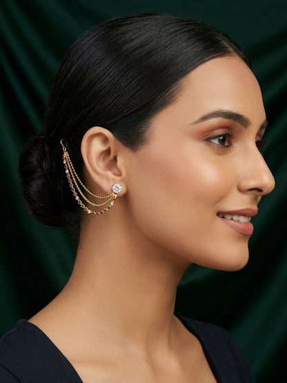 Gold Plated With Beaded Traditional Ear Chain