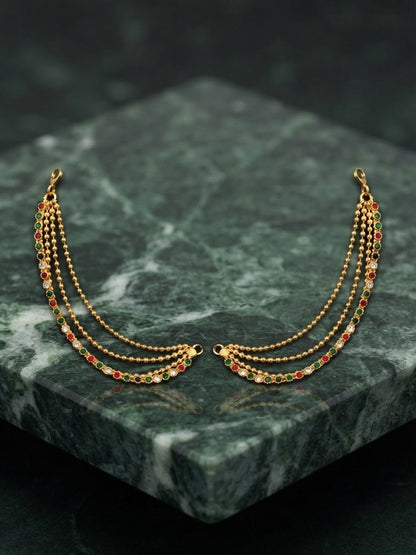Gold Plated With Beaded Traditional Ear Chain