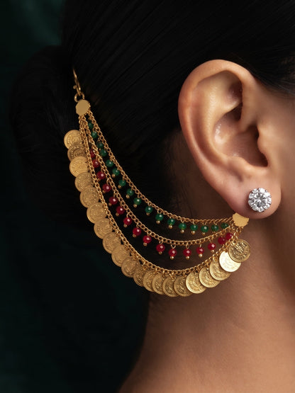 Gold Plated With Fancy Beaded Traditional Ear Chain