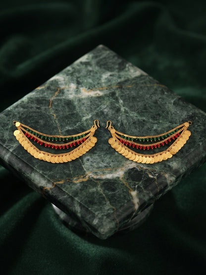 Gold Plated With Fancy Beaded Traditional Ear Chain