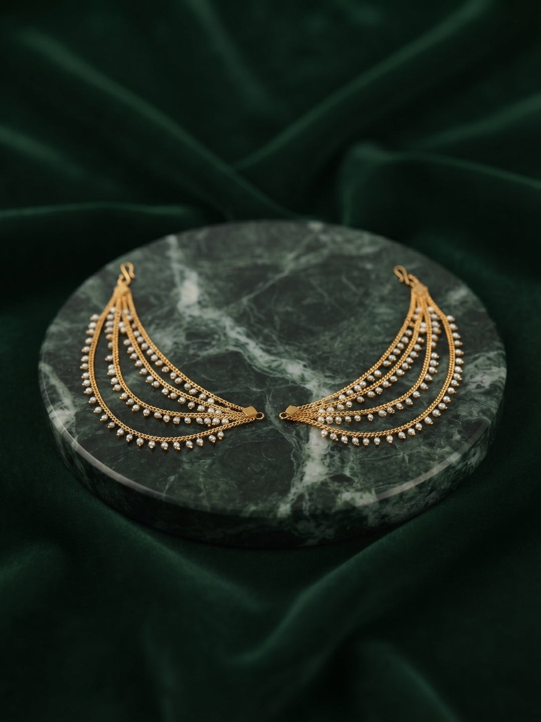 Gold Plated With Fancy Beaded Traditional Ear Chain