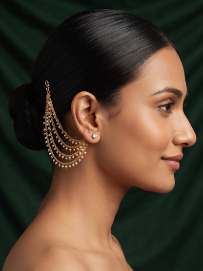 Gold Plated With Fancy Beaded Traditional Ear Chain