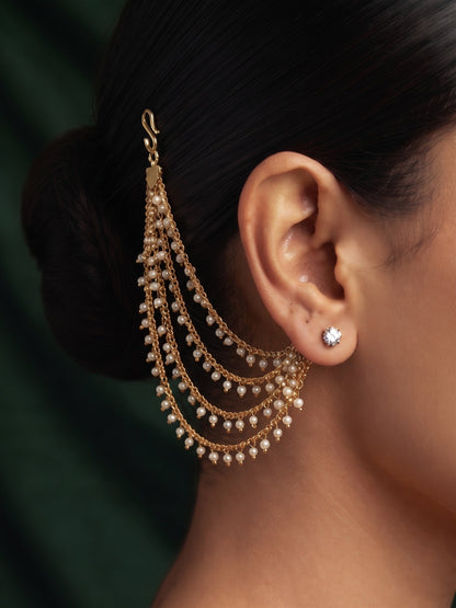 Gold Plated With Fancy Beaded Traditional Ear Chain