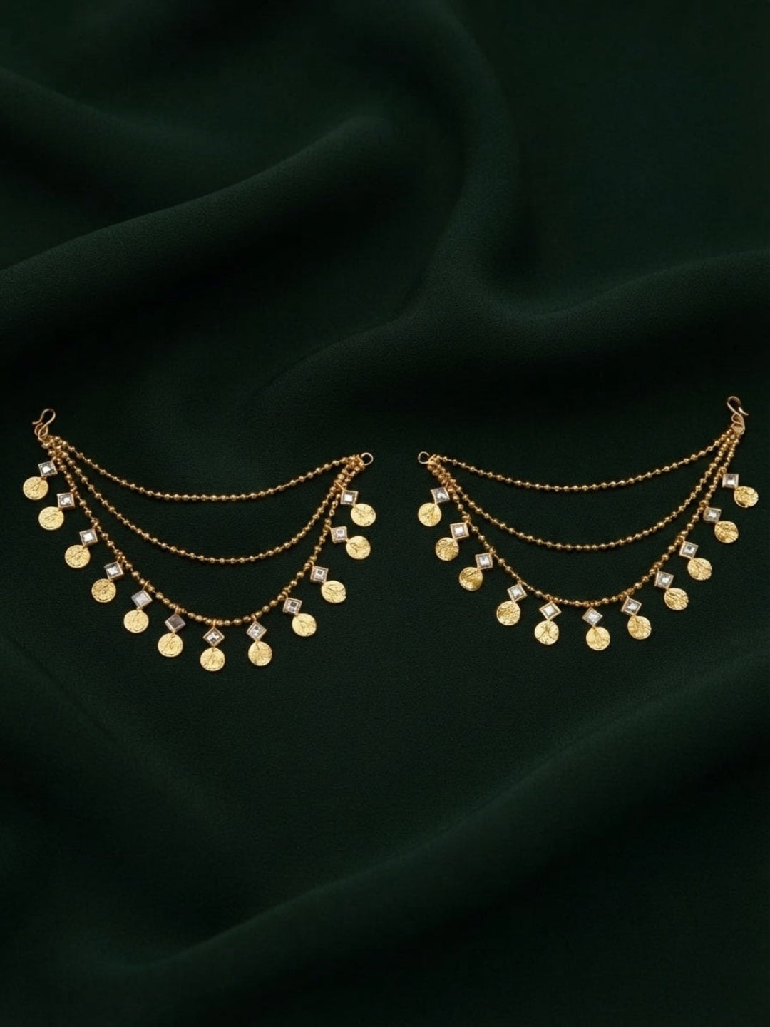 Gold Plated With Fancy Beaded Traditional Ear Chain
