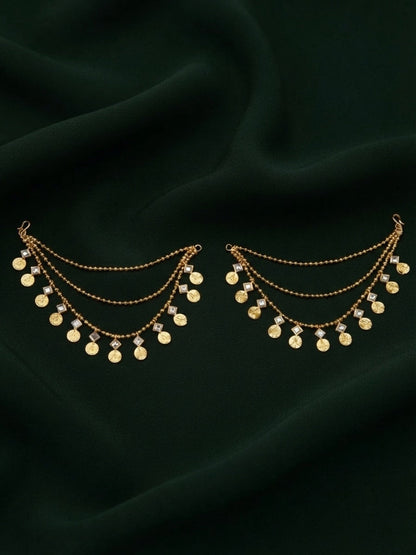 Gold Plated With Fancy Beaded Traditional Ear Chain