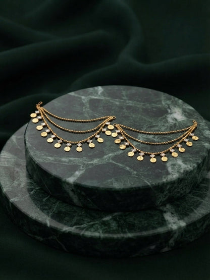 Gold Plated With Fancy Beaded Traditional Ear Chain