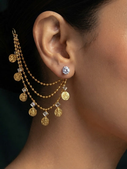 Gold Plated With Fancy Beaded Traditional Ear Chain