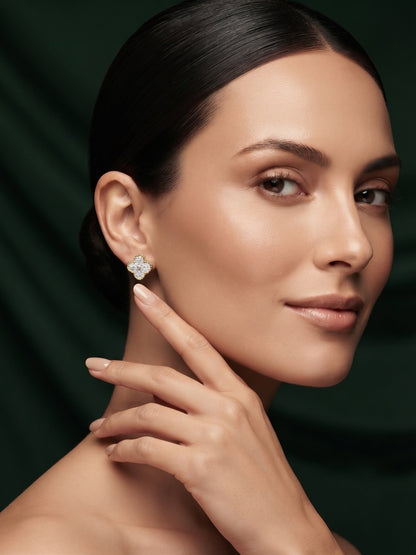 Gold Plated Stylish Fancy Diamon Beaded Studs