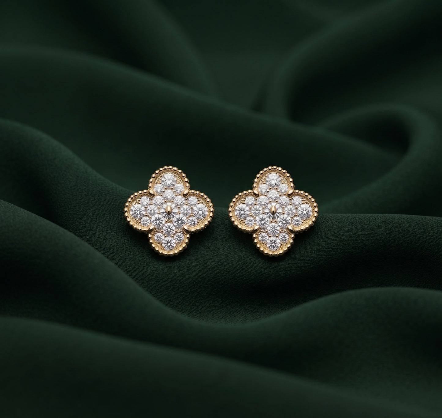 Gold Plated Stylish Fancy Diamon Beaded Studs