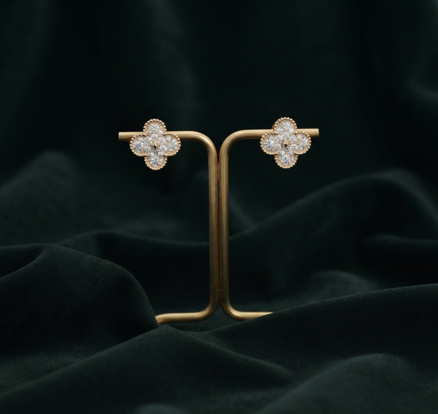 Gold Plated Stylish Fancy Diamon Beaded Studs