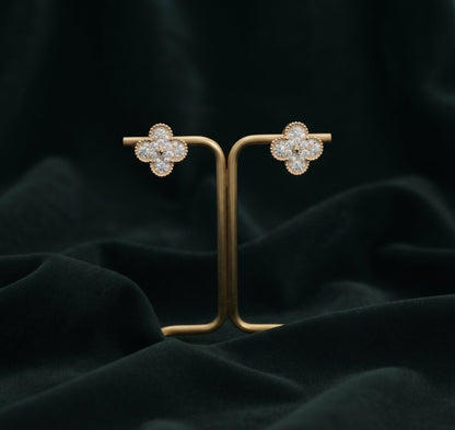 Gold Plated Stylish Fancy Diamon Beaded Studs