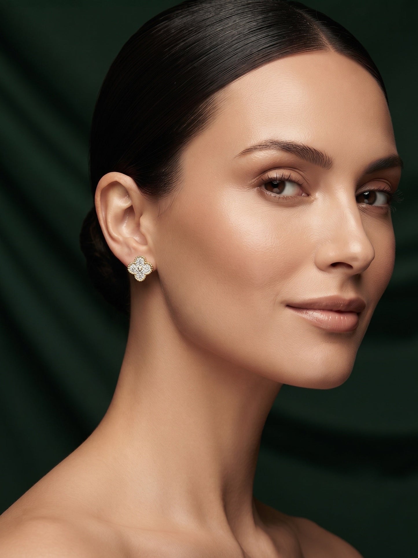 Gold Plated Stylish Fancy Diamon Beaded Studs